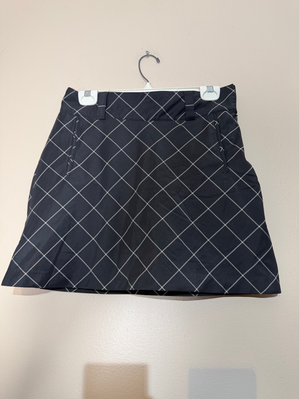 Maggie lane Black Windowpane Skort with Belt Loops
